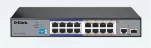 D-Link DES-F1016P-E/B 16-port Fast Ethernet Unmanaged Long Range 250m PoE+ Surveillance Switch